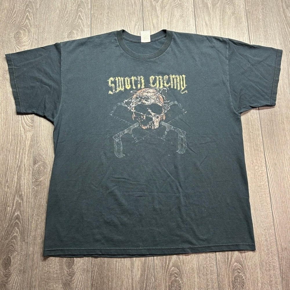 Vintage Sworn Enemy Band T Shirt Mens 2XL Black Y2K Hardcore Metalcore Skull